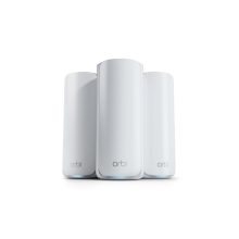 Imagen del NETGEAR Orbi 770 Tribanda con bandas de 2.4 GHz, 5 GHz y 6 GHz, compatible con Wi-Fi 7 (802.11be), en color blanco con SKU RBE773-100EUS