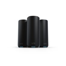 Roteador Wi-Fi NETGEAR Orbi 870 Tribanda con frecuencia de 2.4 GHz, 5 GHz, y 6 GHz, compatible con Wi-Fi 7 (802.11be), en color negro y con 4 antenas internas. SKU: RBE873B-100EUS