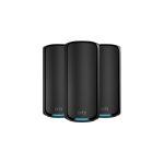 Sistema de malla NETGEAR Orbi 970 Series Quad-Band WiFi 7, 3-Pack, con bandas de 2.4 GHz, 5 GHz-1, 5 GHz-2, y 6 GHz, compatible con Wi-Fi 6 (802.11ax), SKU RBE973SB-100EUS, en color negro, para red inalámbrica interna