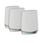 Imagen del sistema NETGEAR Orbi RBK753 AX4200 WiFi 6 Mesh Tribanda, color blanco, SKU RBK753-100EUS, incluye 7 antenas internas para redes inalámbricas rápidas y estables.