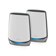 Sistema mesh NETGEAR Orbi RBK852 AX6000 WiFi 6 tribanda en colores gris y blanco, SKU RBK852-100EUS, ideal para una cobertura inalámbrica eficiente y potente