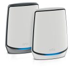 Sistema mesh NETGEAR Orbi RBK852 AX6000 WiFi 6 tribanda en colores gris y blanco, SKU RBK852-100EUS, ideal para una cobertura inalámbrica eficiente y potente