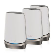 NETGEAR Orbi Quad-band RBKE963 AXE11000 WiFi 6E Mesh System, Wi-Fi 6 (802.11ax), Gris y Blanco, 16 Interno, RBKE963-100EUS