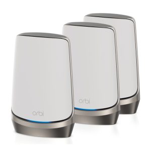 NETGEAR Orbi Quad-band RBKE963 AXE11000 WiFi 6E Mesh System, Wi-Fi 6 (802.11ax), Gris y Blanco, 16 Interno, RBKE963-100EUS