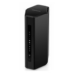 Router inalámbrico NETGEAR Nighthawk RS300 tribanda con frecuencias de 2.4 GHz, 5 GHz y 6 GHz en color negro. SKU RS300-100EUS