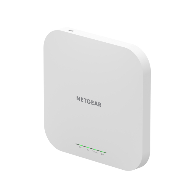NETGEAR Punto de Acceso Dual Band WiFi 6 AX1800 con Gestión en la Nube NETGEAR Insight Cloud Managed WiFi 6 AX1800 Dual Band Access Point, 1800 Mbps en color blanco con Energía sobre Ethernet (PoE). SKU: WAX610-100EUS