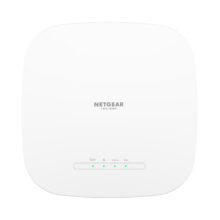 Imagen del NETGEAR WAX618, un punto de acceso inalámbrico blanco con capacidad de 2400 Mbit/s y soporte PoE, modelo WAX618-111EUS