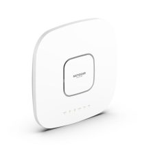 Vista del punto de acceso inalámbrico NETGEAR WAX638E en color blanco con una velocidad de 4800 Mbit/s y soporte para Energía sobre Ethernet (PoE), SKU WAX638E-111EUS