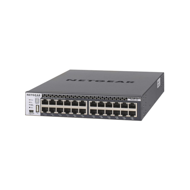 NETGEAR Switch Gestionado L3 M4300-24X 10G Ethernet 1U Negro Switch NETGEAR M4300-24X Gestionado L3 con 24 puertos 10G Ethernet en formato 1U de color negro. SKU: XSM4324CS-100NES