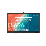 Imagen de la Elara Pro pizarra blanca interactiva de 165,1 cm (65 pulgadas) con resolución 3840 x 2160 píxeles, pantalla táctil, color negro. SKU TT-6523QCA+.
