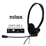 Nilox auriculares con doble jack y micrófono para PC, modelo NXCM0000004, ideales para alta calidad de audio y comunicación.