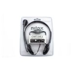 Nilox auriculares con doble jack y micrófono para PC, modelo NXCM0000004, ideales para alta calidad de audio y comunicación.