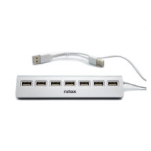 Nilox HUB de sobremesa de aluminio con 7 puertos USB 2.0 NXHU7ALU2, ideal para aumentar conectividad.