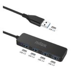 Nilox NXHUB402, adaptador USB con cuatro puertos para conexiones rápidas y eficientes. SKU: NXHUB402.
