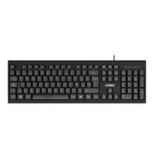 Teclado Nilox NXKME0011 USB con diseño español, adaptable para oficina y acompañado de un ratón incluido, en color negro