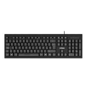 Teclado Nilox NXKME0011 USB con diseño español, adaptable para oficina y acompañado de un ratón incluido, en color negro