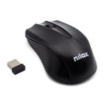 Combo de ratón y teclado wireless marca Nilox, modelo NXKMWE0001, con diseño ergonómico y conexión inalámbrica.