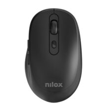 Vista frontal del ratón de oficina Nilox NXMOWI4001, dispositivo inalámbrico con tecnología RF y sensibilidad óptica de 3200 DPI