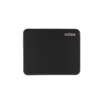 Vista superior de la Nilox Alfombrilla negra para ratón, modelo NXMP001, con superficie antideslizante y diseño ergonómico.