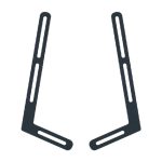 Soporte para TV negro de la marca OMB, modelo 6168, diseñado para integrar barras de sonido y mejorar la experiencia de audio.