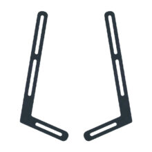 Soporte para TV negro de la marca OMB, modelo 6168, diseñado para integrar barras de sonido y mejorar la experiencia de audio.