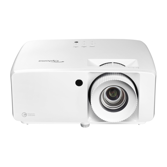 Proyector Optoma ZK450 UHD 4K con 4200 lúmenes ANSI Blanco Imagen del proyector Optoma ZK450 con resolución UHD 4K (3840x2160), 4200 lúmenes ANSI, tecnología DLP y compatibilidad 3D. SKU E9PD7LD01EZ1