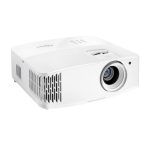 Proyector Optoma UHD35X de color blanco con resolución 4K UHD (3840x2160), tecnología DLP, 3600 lúmenes ANSI, capacidad 3D, SKU E9PV7GL06EZ1