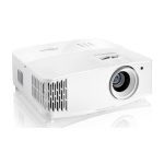 El proyector Optoma UHD38x es un dispositivo 4K (4096x2400) con tecnología DLP, ofrece 4000 lúmenes ANSI, compatible con 3D y es de color blanco. SKU: E9PV7GL06EZ3