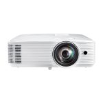 Optoma H117ST Proyector DLP de corto alcance con 3800 lúmenes ANSI, resolución WXGA (1280x800), soporte 3D, color blanco. SKU: E9PX7DR01EZ1