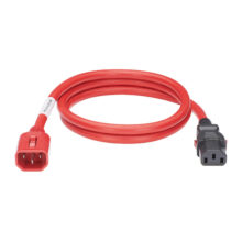 Cable de transmisión Panduit en color rojo con una longitud de 1,8 metros, cuenta con acopladores C13 y C14. SKU LPCA04X.