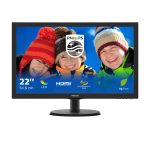 Monitor LCD Philips V Line con SmartControl Lite, modelo 223V5LHSB2/00, ideal para trabajo y entretenimiento.