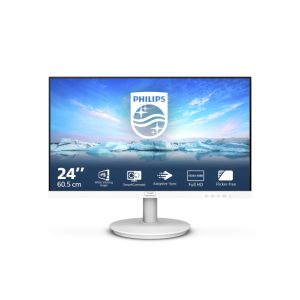 Monitor Philips V Line 241V8AW/00 de 23.8 pulgadas, resolución 1920 x 1080 Pixeles, Full HD LCD en color blanco. SKU: 241V8AW/00.