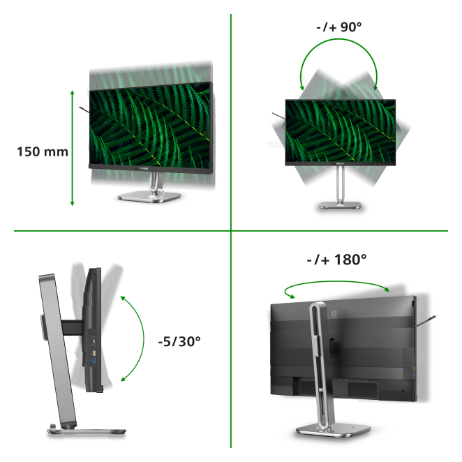 Philips 5000 series 24B2G5301/00 pantalla para PC 60,5 cm (23.8″) 1920 x 1080 Pixeles Full HD LCD Negro 3 Detalle del soporte ajustable del Monitor Philips 5000 series 24B2G5301/00