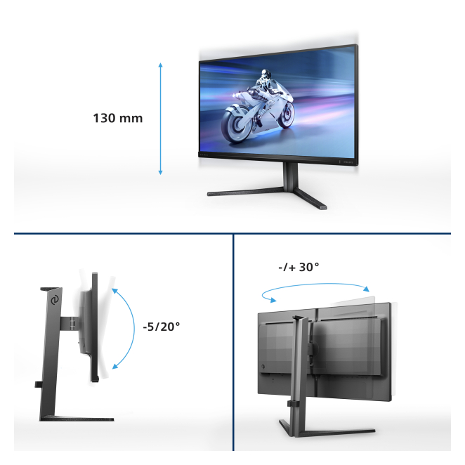 Philips Evnia 5000 25M2N5200U/00 pantalla para PC 62,2 cm (24.5″) 1920 x 1080 Pixeles Full HD LCD Gris 3 Philips Evnia 5000 ajustable en altura y ergonomía