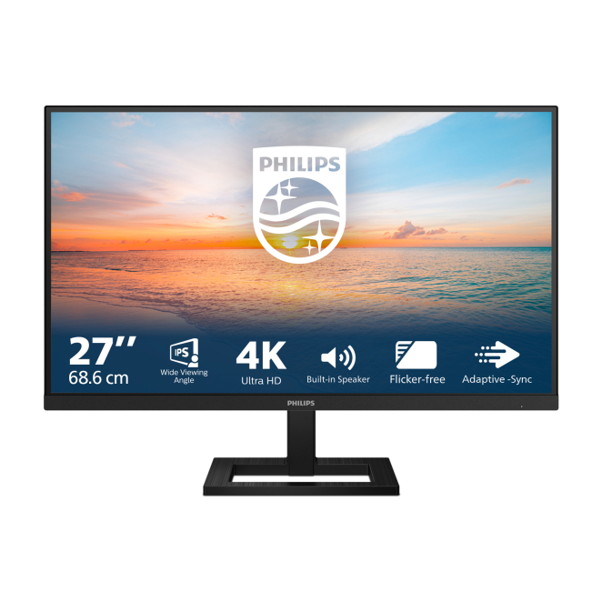 Philips Monitor 1000 Series 27 pulgadas 4K Ultra HD LED Negro Pantalla para PC Philips 1000 series 27 pulgadas, 3840 x 2160 Pixeles, 4K Ultra HD, LED, color negro. SKU: 27E1N1800AE/00