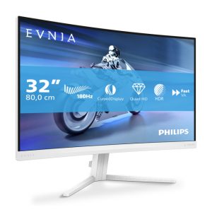 Philips Evnia 5000 pantalla para PC de 31.5 pulgadas, resolución Quad HD 2560 x 1440 pixeles, monitor LCD blanco. SKU 32M2C5501/00