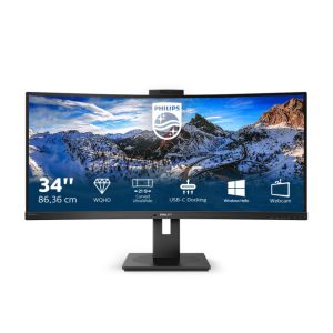 Monitor LED Philips P Line de 34 pulgadas, resolución 3440 x 1440 pixeles, UltraWide Quad HD, color negro, SKU 346P1CRH/00.
