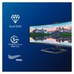 Monitor Philips P Line Pantalla LCD curva SuperWide 32:9, modelo 499P9H/00, mostrando su diseño ultrapanorámico ideal para multitareas y productividad.
