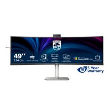 Monitor LED Philips 5000 Series con pantalla de 48.8 pulgadas, resolución de 5120 x 1440 píxeles, modelo 49B2U5900CH/00 en color negro.