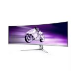 Monitor Philips Evnia 8000 con pantalla QD-OLED de 48.9 pulgadas, resolución 5120 x 1440 píxeles, SKU 49M2C8900L/00, en color blanco