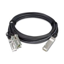 Cable de fibra óptica PLANET 40G QSFP+ a 4 10G SFP+ de 5 metros, color negro, SKU CB-QSFP4X10G-5M. Ideal para conexiones rápidas en centros de datos.
