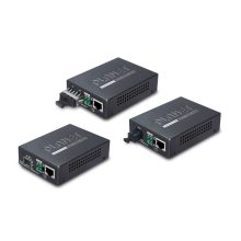 Convertidor de medio PLANET 10/100/1000BASE-T a 2000 Mbit/s, modelo GT-802S40, en color negro