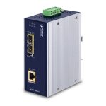 Imagen del convertidor de medio PLANET IGUP-1205AT de 1000 Mbit/s con capacidades multimodo y monomodo, color azul. SKU: IGUP-1205AT
