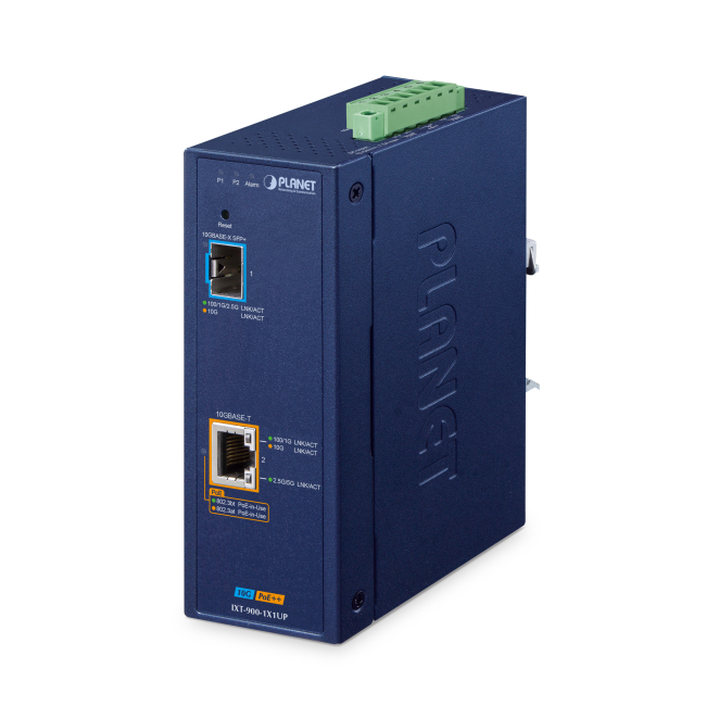PLANET convertidor de medio 10000 Mbit/s azul Convertidor de medio PLANET IXT-900-1X1UP, velocidad de 10000 Mbit/s en color azul