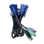 Cable KVM PLANET KVM-KC1-5 de 5 metros en colores negro y azul para conectar video, teclado y ratón. SKU: KVM-KC1-5
