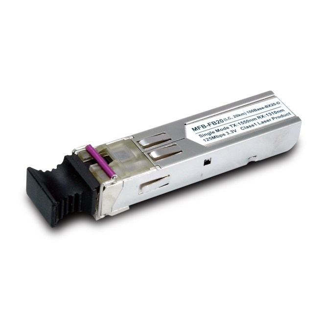 PLANET módulo transceptor rojo Fibra óptica 100 Mbit/s SFP 1550 nm PLANET MFB-FB20 módulo transceptor rojo para Fibra óptica de 100 Mbit/s compatible con SFP y longitud de onda de 1550 nm, SKU MFB-FB20