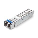 Imagen del módulo transceptor de fibra óptica SFP de PLANET, modelo MGB-2GTSR, de color rojo y con una longitud de onda de 850 nm.