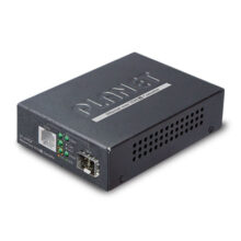 Vista del PLANET VC-231GF, un convertidor de medio de 1000 Mbit/s en color negro, SKU VC-231GF