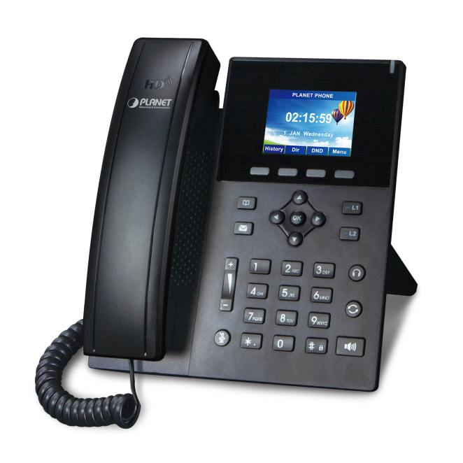 PLANET teléfono IP POE de 6 líneas con pantalla LCD Teléfono IP POE colores de la marca PLANET, modelo VIP-1260PT, con seis líneas y pantalla LCD