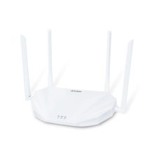 Router inalámbrico PLANET Wi-Fi 6 modelo WDRT-1800AX, con velocidad de 1800Mbps y con puerto Gigabit Ethernet en color blanco